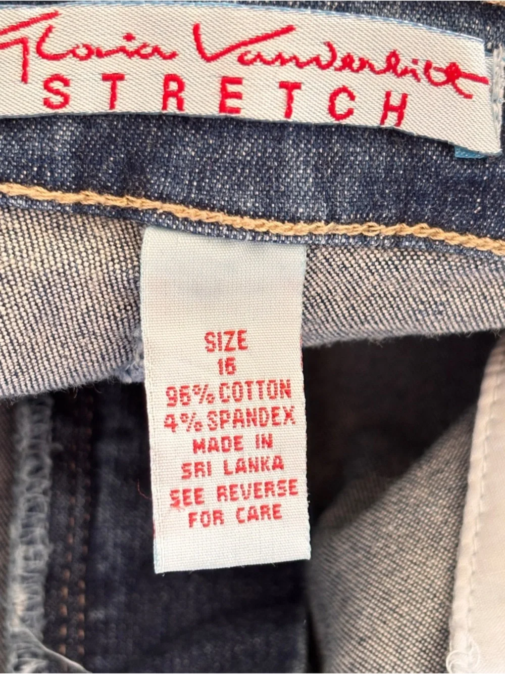 Gloria Vanderbilt Denim Jeans Skirt Stretch Blue Pockets Pencil Womens Size 16